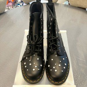 Dr. Martens 1460 Swarovski Leather Lace Up Boots - NEW - Size 10